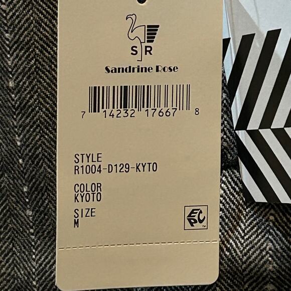 Sandrine Rose Empire Herringbone Wool Blend Blazer Gray Button Women Medium NWT - Picture 13 of 13